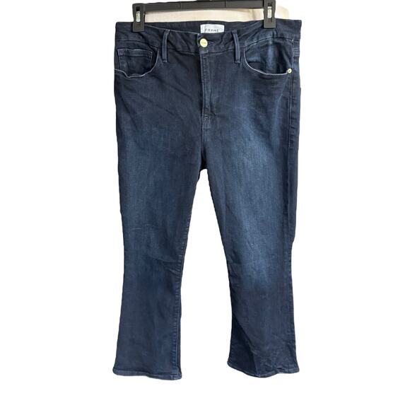 Frame Denim Le Crop Mini boot Women's Marcella Sz 32 Preppy Prep High Rise - Picture 1 of 13